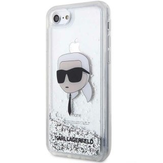 Karl Lagerfeld nakładka do iPhone 7 / 8 / SE KLHCI8LNKHCH srebrna HC Liquid Glitter NFT Karl's Head