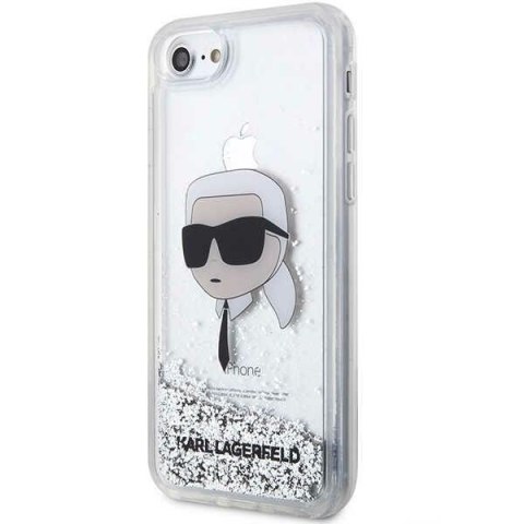 Karl Lagerfeld nakładka do iPhone 7 / 8 / SE KLHCI8LNKHCH srebrna HC Liquid Glitter NFT Karl's Head