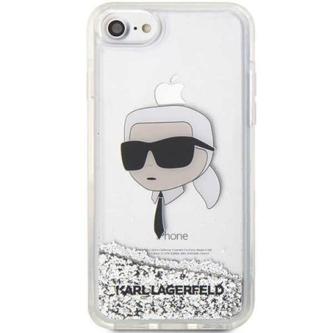 Karl Lagerfeld nakładka do iPhone 7 / 8 / SE KLHCI8LNKHCH srebrna HC Liquid Glitter NFT Karl's Head