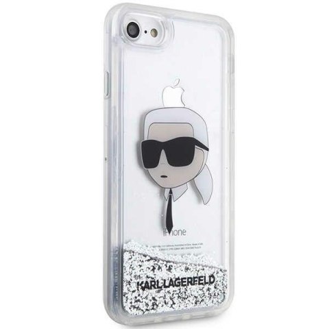 Karl Lagerfeld nakładka do iPhone 7 / 8 / SE KLHCI8LNKHCH srebrna HC Liquid Glitter NFT Karl's Head