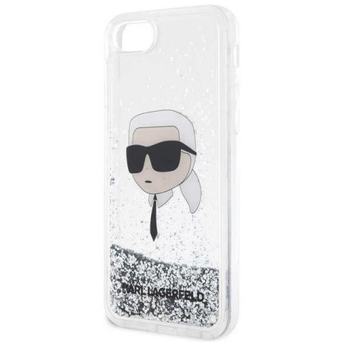 Karl Lagerfeld nakładka do iPhone 7 / 8 / SE KLHCI8LNKHCH srebrna HC Liquid Glitter NFT Karl's Head