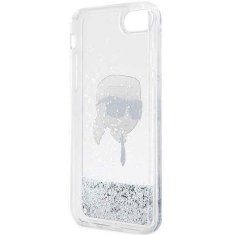 Karl Lagerfeld nakładka do iPhone 7 / 8 / SE KLHCI8LNKHCH srebrna HC Liquid Glitter NFT Karl's Head