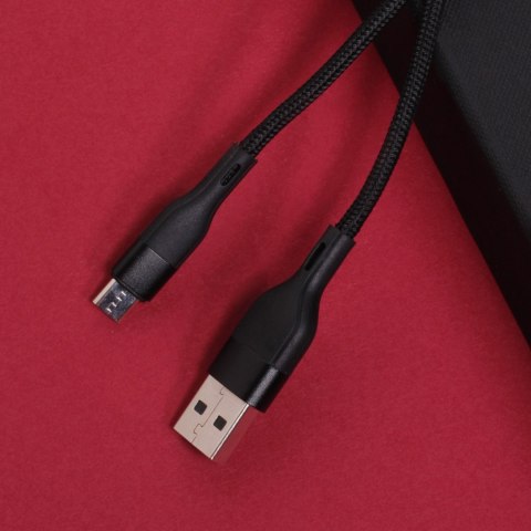 Maxlife kabel MXUC-07 USB - microUSB 1,0 m 2,4A czarny nylonowy