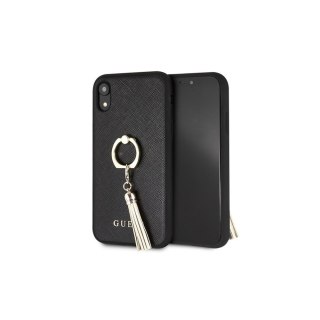 ŻGuess iPhone XR GUHCI61RSSABK czarny hard case Saffiano with ring stand
