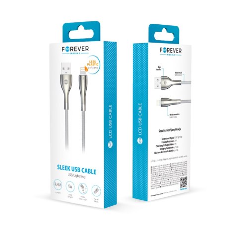 Forever kabel Sleek USB - Lightning 1,0 m 2,4A biały