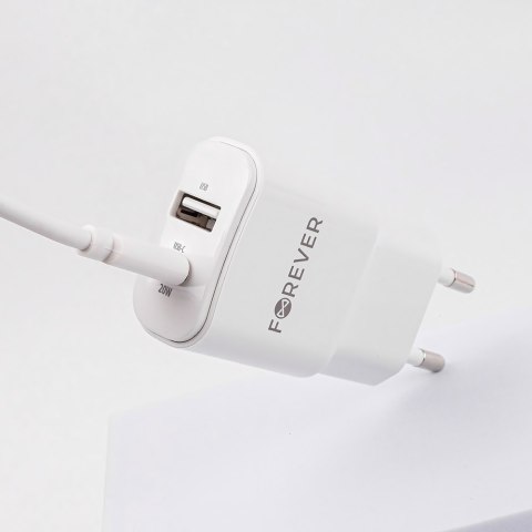 Forever ładowarka sieciowa PD QC TC-01-20AC 1x USB-C 1x USB 20W biała