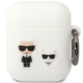 Karl Lagerfeld etui do Airpods 1 / 2 KLACA2SILKCW białe Silicone Karl & Choupette