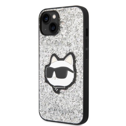 Karl Lagerfeld nakładka do iPhone 14 6,1" KLHCP14SG2CPS srebrna hardcase Glitter Choupette Patch