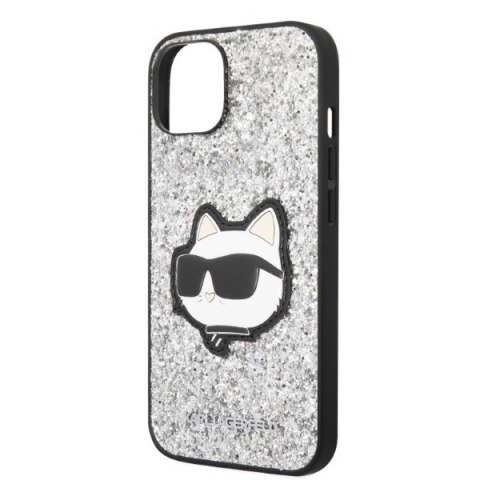Karl Lagerfeld nakładka do iPhone 14 6,1" KLHCP14SG2CPS srebrna hardcase Glitter Choupette Patch
