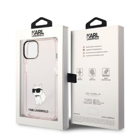 Karl Lagerfeld nakładka do iPhone 14 6,1" KLHCP14SHNCHTCP różowa hardcase Ikonik Choupette