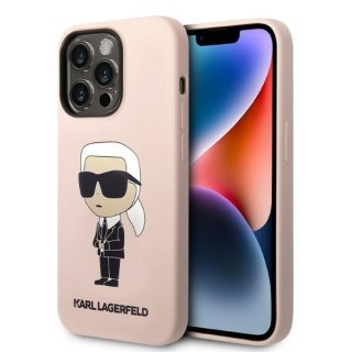 Karl Lagerfeld nakładka do iPhone 14 Pro 6,1" KLHMP14LSNIKBCP różowa hardcase Silicone Ikonik Magsafe