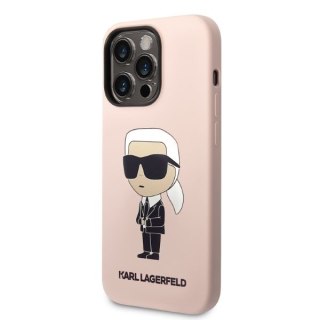 Karl Lagerfeld nakładka do iPhone 14 Pro 6,1" KLHMP14LSNIKBCP różowa hardcase Silicone Ikonik Magsafe