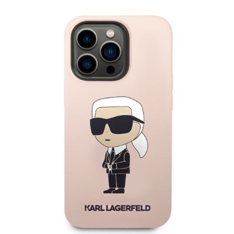 Karl Lagerfeld nakładka do iPhone 14 Pro 6,1" KLHMP14LSNIKBCP różowa hardcase Silicone Ikonik Magsafe