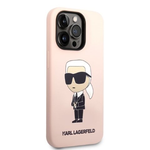 Karl Lagerfeld nakładka do iPhone 14 Pro 6,1" KLHMP14LSNIKBCP różowa hardcase Silicone Ikonik Magsafe