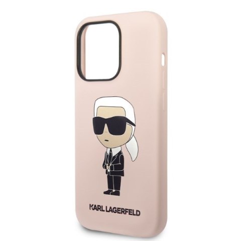 Karl Lagerfeld nakładka do iPhone 14 Pro 6,1" KLHMP14LSNIKBCP różowa hardcase Silicone Ikonik Magsafe