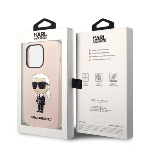 Karl Lagerfeld nakładka do iPhone 14 Pro 6,1" KLHMP14LSNIKBCP różowa hardcase Silicone Ikonik Magsafe