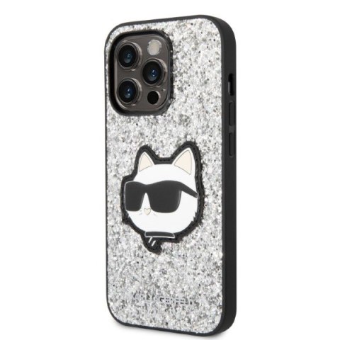 Karl Lagerfeld nakładka do iPhone 14 Pro Max 6,7" KLHCP14XG2CPS srebrna hardcase Glitter Choupette Patch