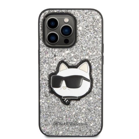 Karl Lagerfeld nakładka do iPhone 14 Pro Max 6,7" KLHCP14XG2CPS srebrna hardcase Glitter Choupette Patch