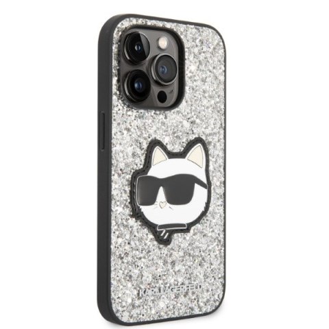 Karl Lagerfeld nakładka do iPhone 14 Pro Max 6,7" KLHCP14XG2CPS srebrna hardcase Glitter Choupette Patch