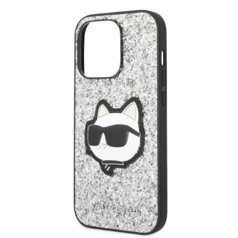 Karl Lagerfeld nakładka do iPhone 14 Pro Max 6,7" KLHCP14XG2CPS srebrna hardcase Glitter Choupette Patch