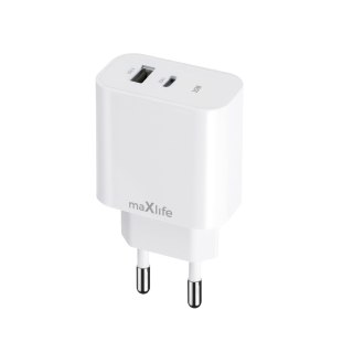 Maxlife ładowarka sieciowa PD QC MXTC-06-25AC 1x USB-C 1x USB 25W biała