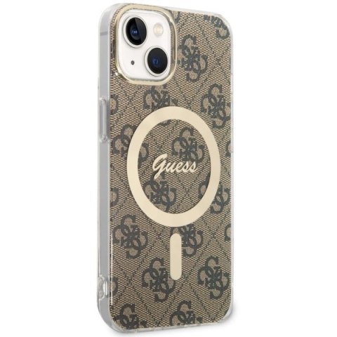 Guess nakładka do iPhone 14 6,1" GUHMP14SH4STW brązowa hardcase Magsafe IML 4G