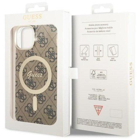 Guess nakładka do iPhone 14 6,1" GUHMP14SH4STW brązowa hardcase Magsafe IML 4G