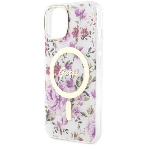 Guess nakładka do iPhone 14 6,1" GUHMP14SHCFWST transparentna hardcase Magsafe IML Flower