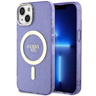 Guess nakładka do iPhone 14 6,1" GUHMP14SHCMCGU fioletowa hardcase Magsafe IML Glitter Gold