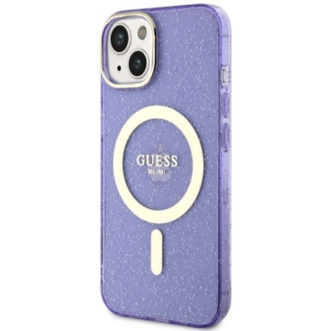 Guess nakładka do iPhone 14 6,1" GUHMP14SHCMCGU fioletowa hardcase Magsafe IML Glitter Gold