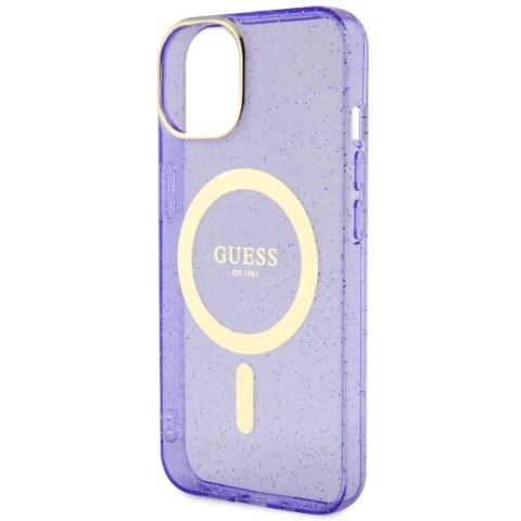 Guess nakładka do iPhone 14 6,1" GUHMP14SHCMCGU fioletowa hardcase Magsafe IML Glitter Gold