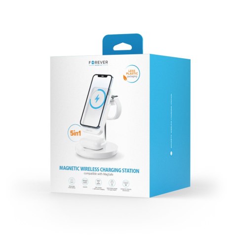 Forever stacja ładująca bezprzewodowa magnetyczna z power bankiem MACS-100 biała 5w1