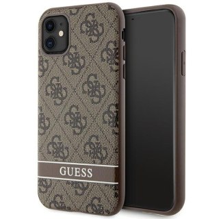 Guess nakładka do iPhone 11 GUHCN61P4SNW brązowa HC 4G Stripe
