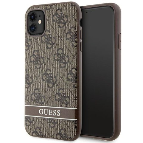 Guess nakładka do iPhone 11 GUHCN61P4SNW brązowa HC 4G Stripe