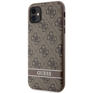 Guess nakładka do iPhone 11 GUHCN61P4SNW brązowa HC 4G Stripe