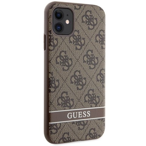 Guess nakładka do iPhone 11 GUHCN61P4SNW brązowa HC 4G Stripe