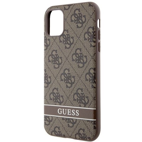 Guess nakładka do iPhone 11 GUHCN61P4SNW brązowa HC 4G Stripe