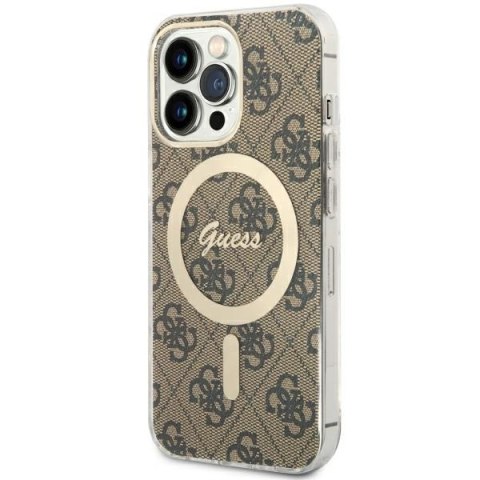 Guess nakładka do iPhone 13 / 13 Pro 6,1" GUHMP13LH4STW brązowa hard case 4G MagSafe