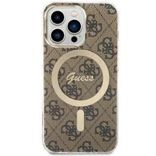 Guess nakładka do iPhone 13 / 13 Pro 6,1" GUHMP13LH4STW brązowa hard case 4G MagSafe