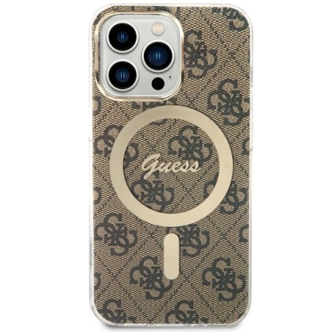 Guess nakładka do iPhone 13 / 13 Pro 6,1" GUHMP13LH4STW brązowa hard case 4G MagSafe