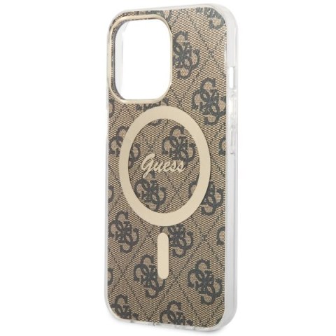 Guess nakładka do iPhone 13 / 13 Pro 6,1" GUHMP13LH4STW brązowa hard case 4G MagSafe
