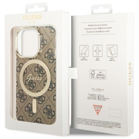 Guess nakładka do iPhone 13 / 13 Pro 6,1" GUHMP13LH4STW brązowa hard case 4G MagSafe