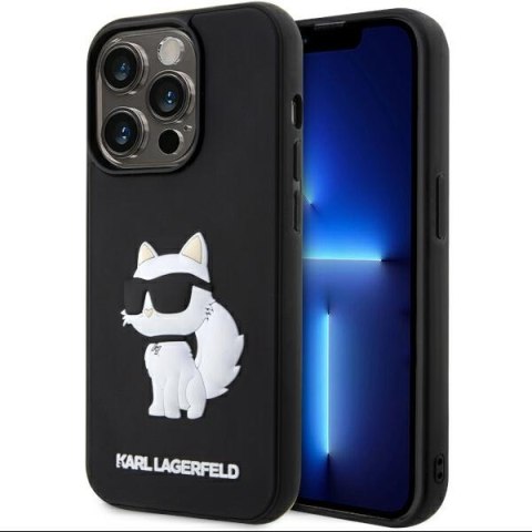 Karl Lagerfeld nakładka do iPhone 14 Pro 6,1" KLHCP14L3DRKHNK czarna hardcase Rubber Choupette 3D