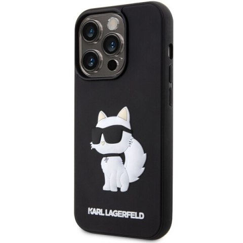 Karl Lagerfeld nakładka do iPhone 14 Pro 6,1" KLHCP14L3DRKHNK czarna hardcase Rubber Choupette 3D