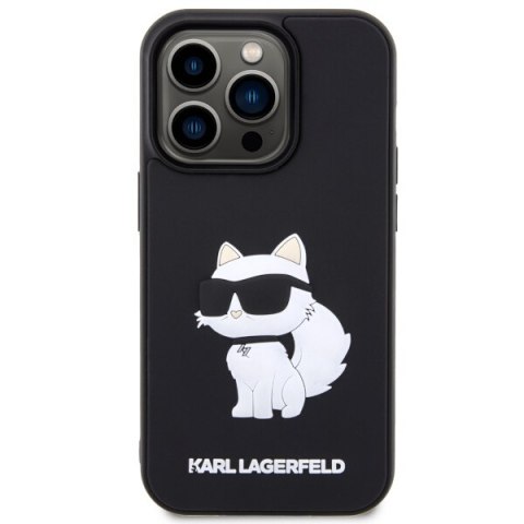 Karl Lagerfeld nakładka do iPhone 14 Pro 6,1" KLHCP14L3DRKHNK czarna hardcase Rubber Choupette 3D