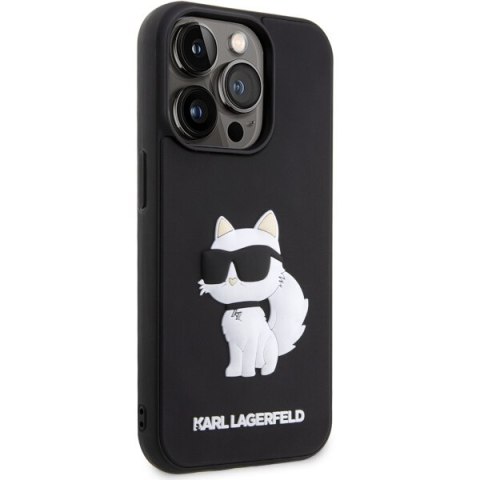 Karl Lagerfeld nakładka do iPhone 14 Pro 6,1" KLHCP14L3DRKHNK czarna hardcase Rubber Choupette 3D