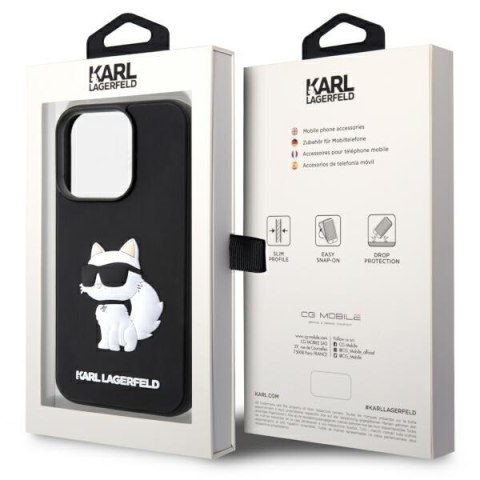 Karl Lagerfeld nakładka do iPhone 14 Pro 6,1" KLHCP14L3DRKHNK czarna hardcase Rubber Choupette 3D