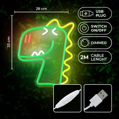Neon PLEXI LED JURASSIC DINO zielony FLNJ02 Forever Light
