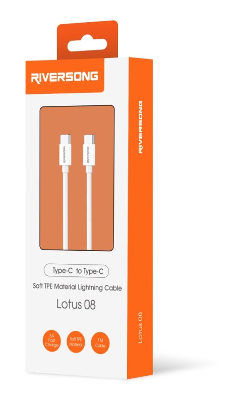 Riversong kabel Lotus 08 USB-C - USB-C 1,0m 3A jasny szary CT76