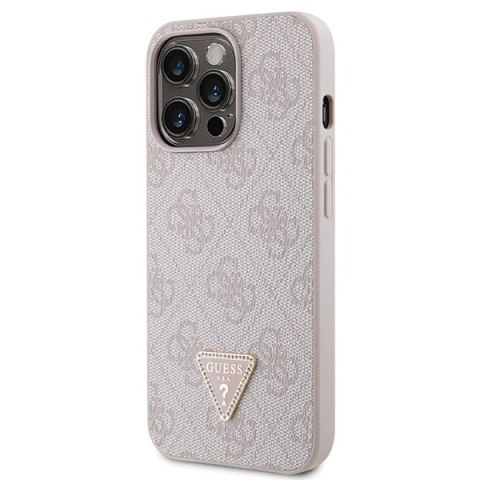 Guess nakładka do iPhone 13 Pro 6,1" GUHCP13LP4TDSCPP różowa HC PU Leather Metal Logo Strass Crossbody